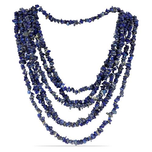 NATURAL LAPIS NUGGETS  NECKLACE IN 925 SILVER